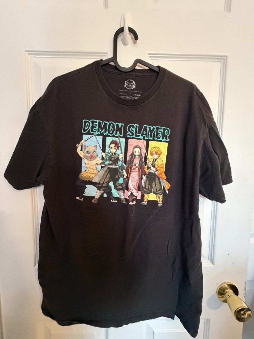 Demon Slayer Anime Graphic T-Shirt Tanjiro Nezuko Zenitsu Inosuke Black